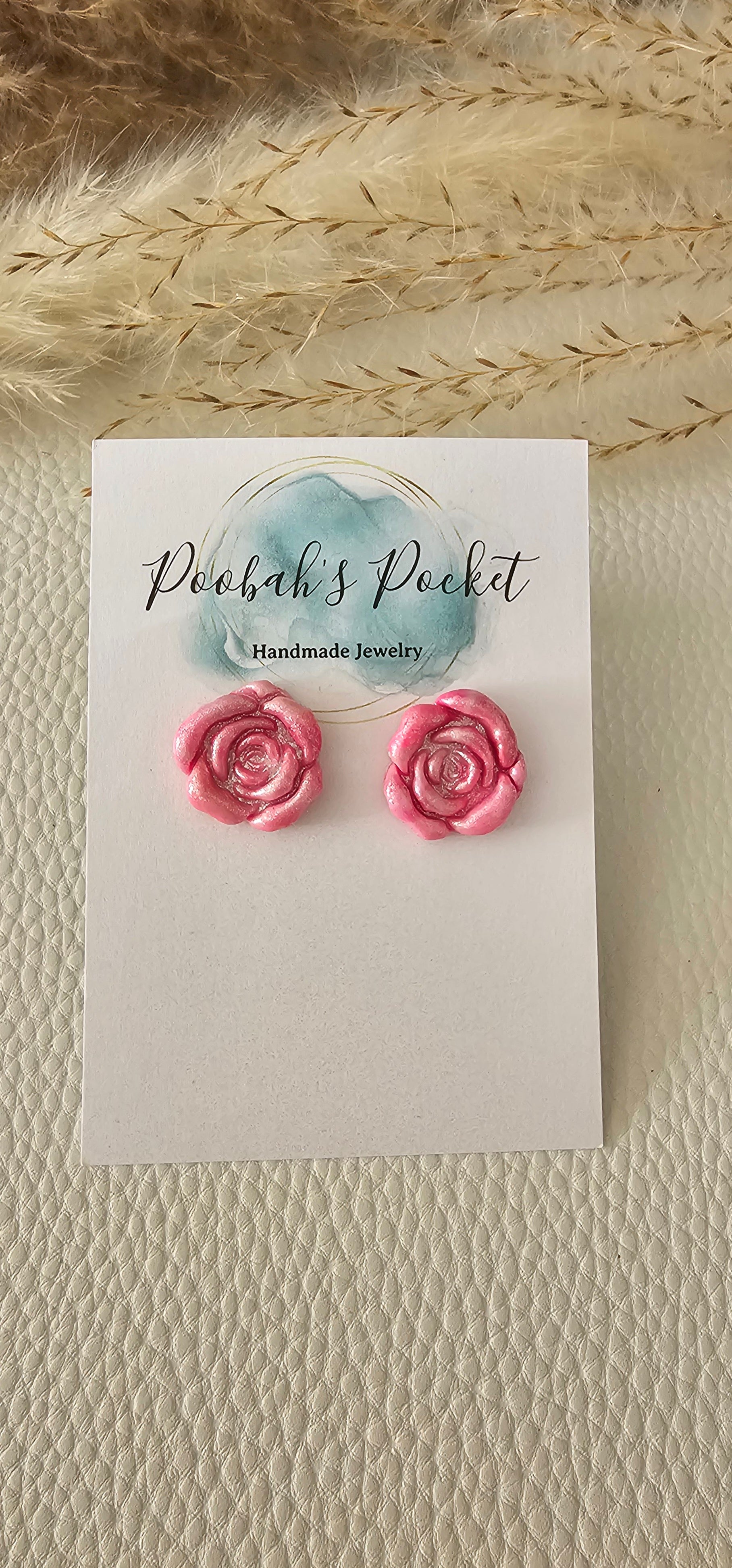 rose shaped polymer clay earrings