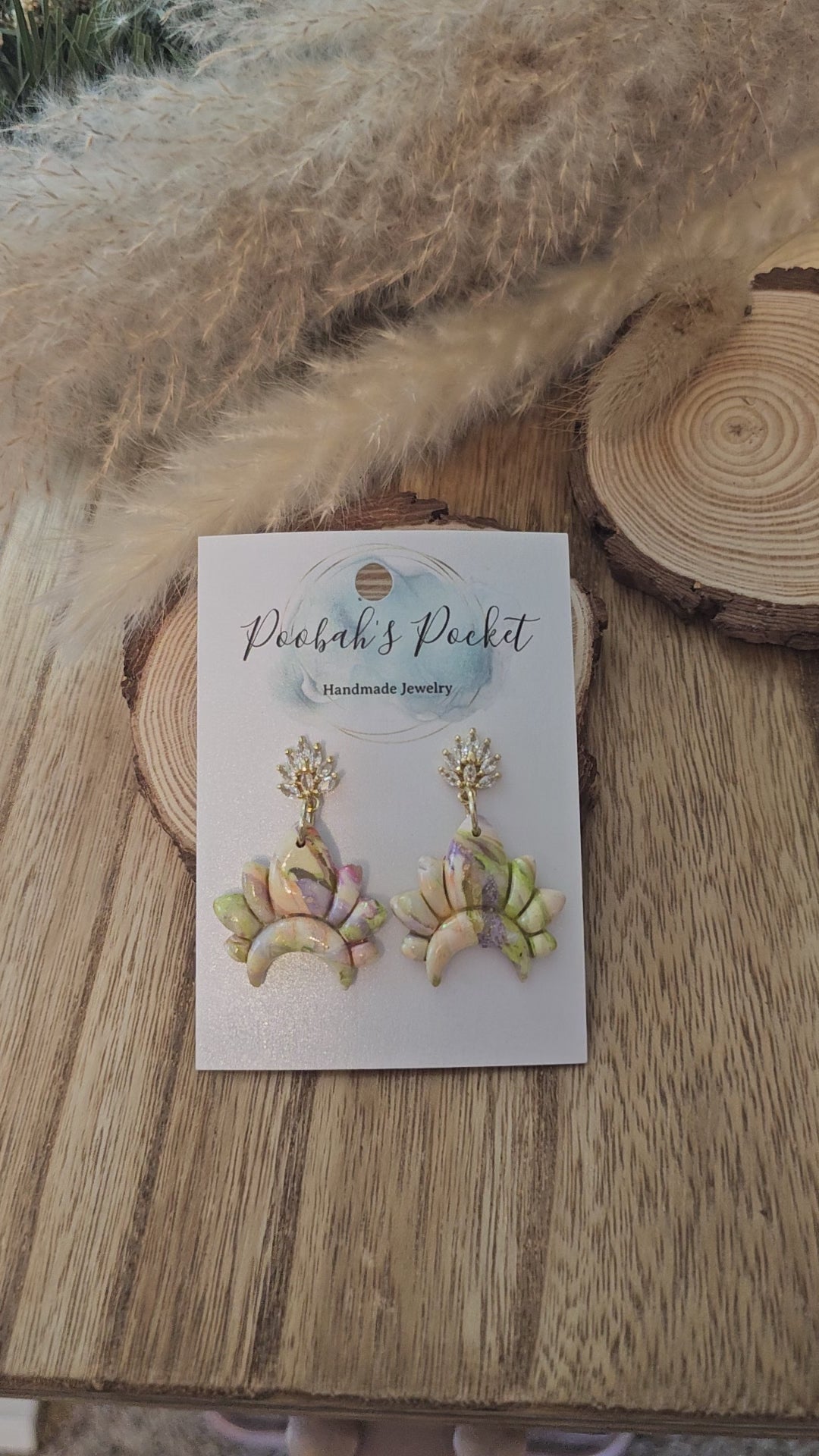 crown shape polymer clay earrings in pastel colors